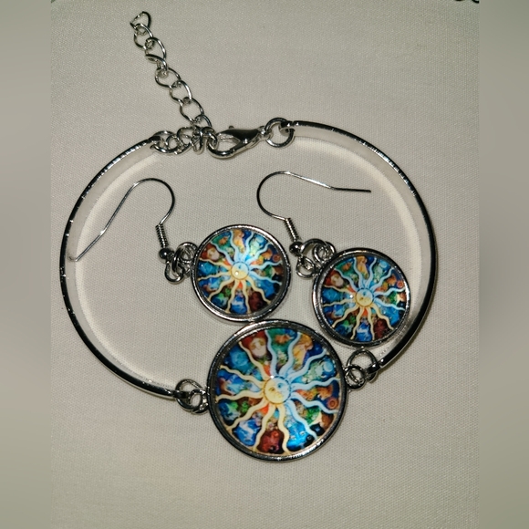 ZODIAC BOHEMIAN STYLE! PENDANT ON SILVER CHAIN! BRACELET ON SILVER CHAIN! EARRIN - Picture 1 of 5